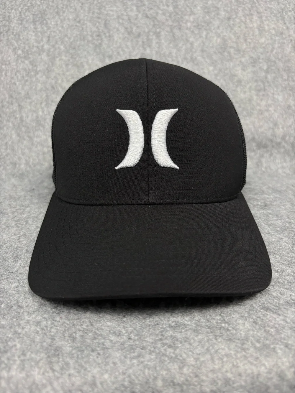 Hurley Black Mesh Trucker Snapback Hat White Logo